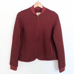 Marine Layer Corbet Quilted Bomber Jacket Womens Size Small Brick Red Zip Up